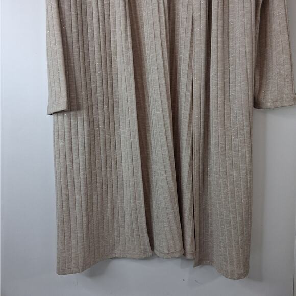Lane Bryant Open Front Duster Cardigan Sweater Ribbed Knit Women's 14/16 Beige - Picture 4 of 11